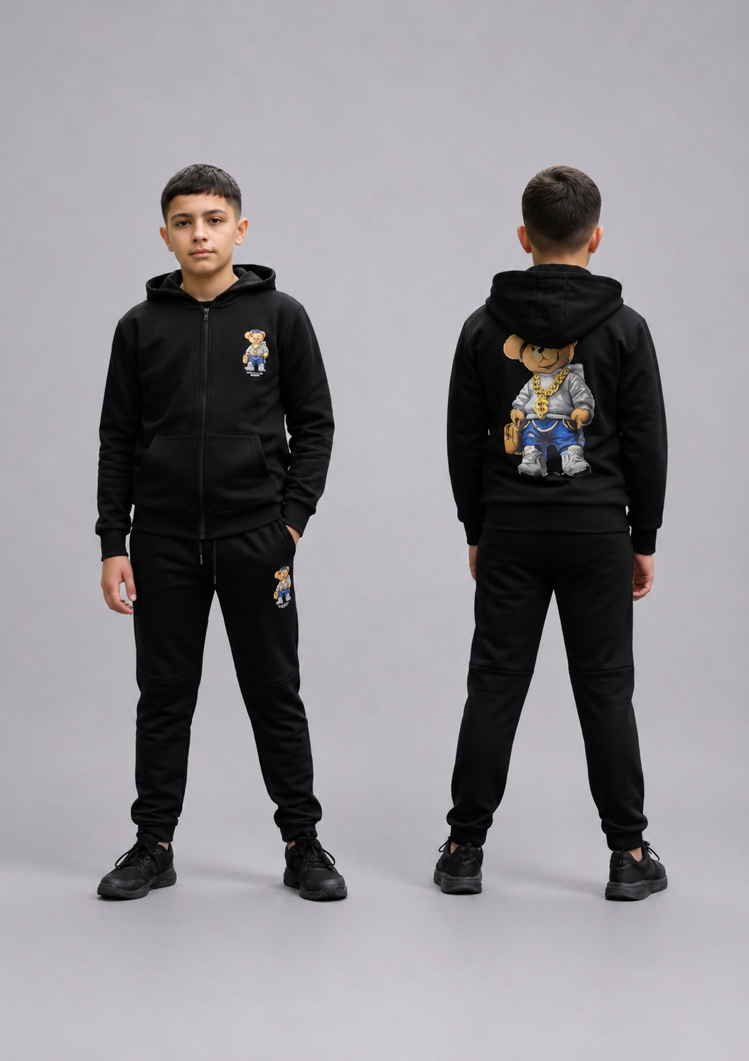 Ensemble garçon jogging imprimé – Veste zippée capuche + pantalon –  Lot de 12 Pièces (Tailles 4 à 14 ans) - 50011M
