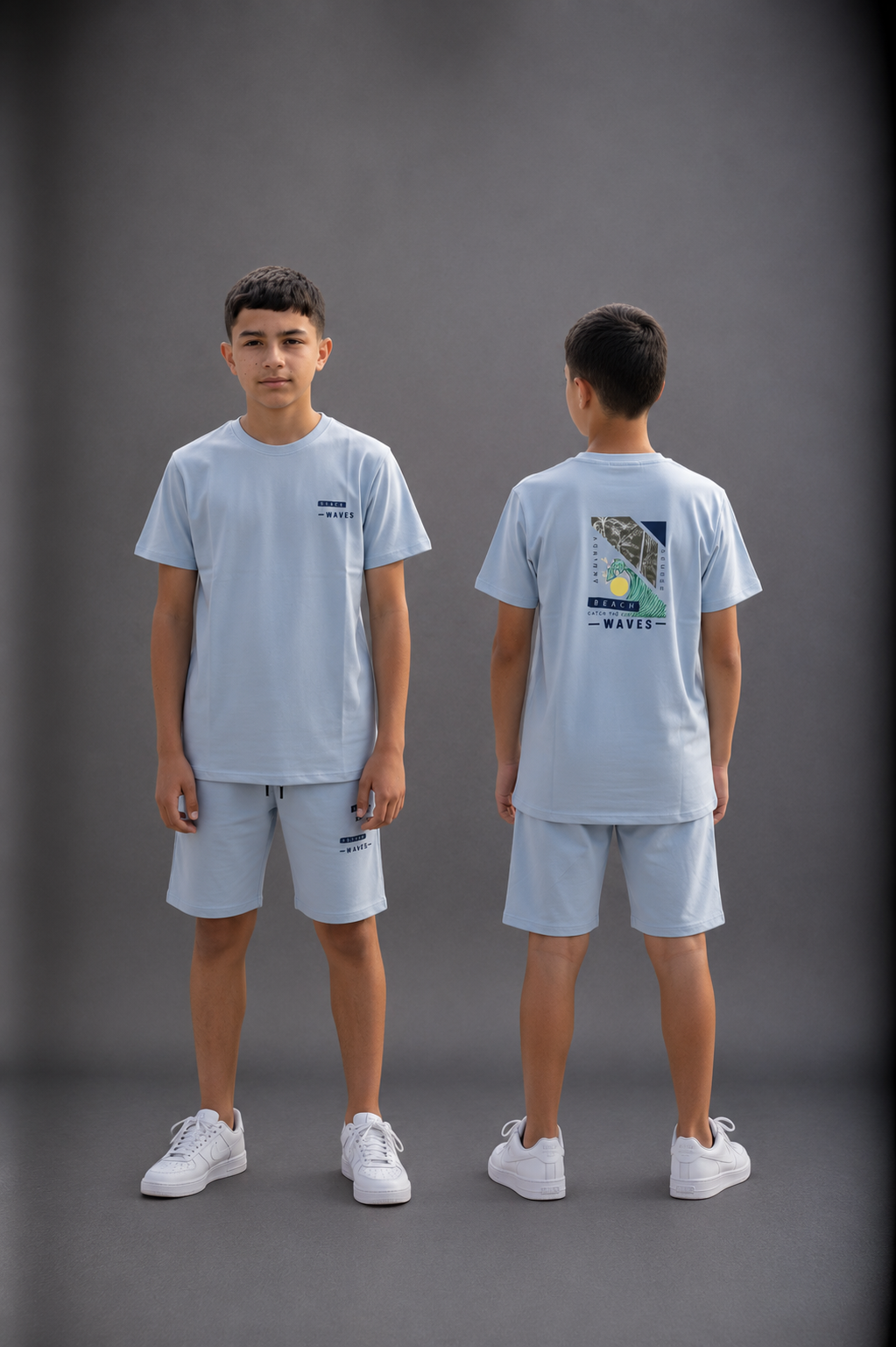 T-shirt garçon imprimé Waves avec motif dos plage – Lot de 12 Pièces (Tailles 4 à 14 ans) - 51003M