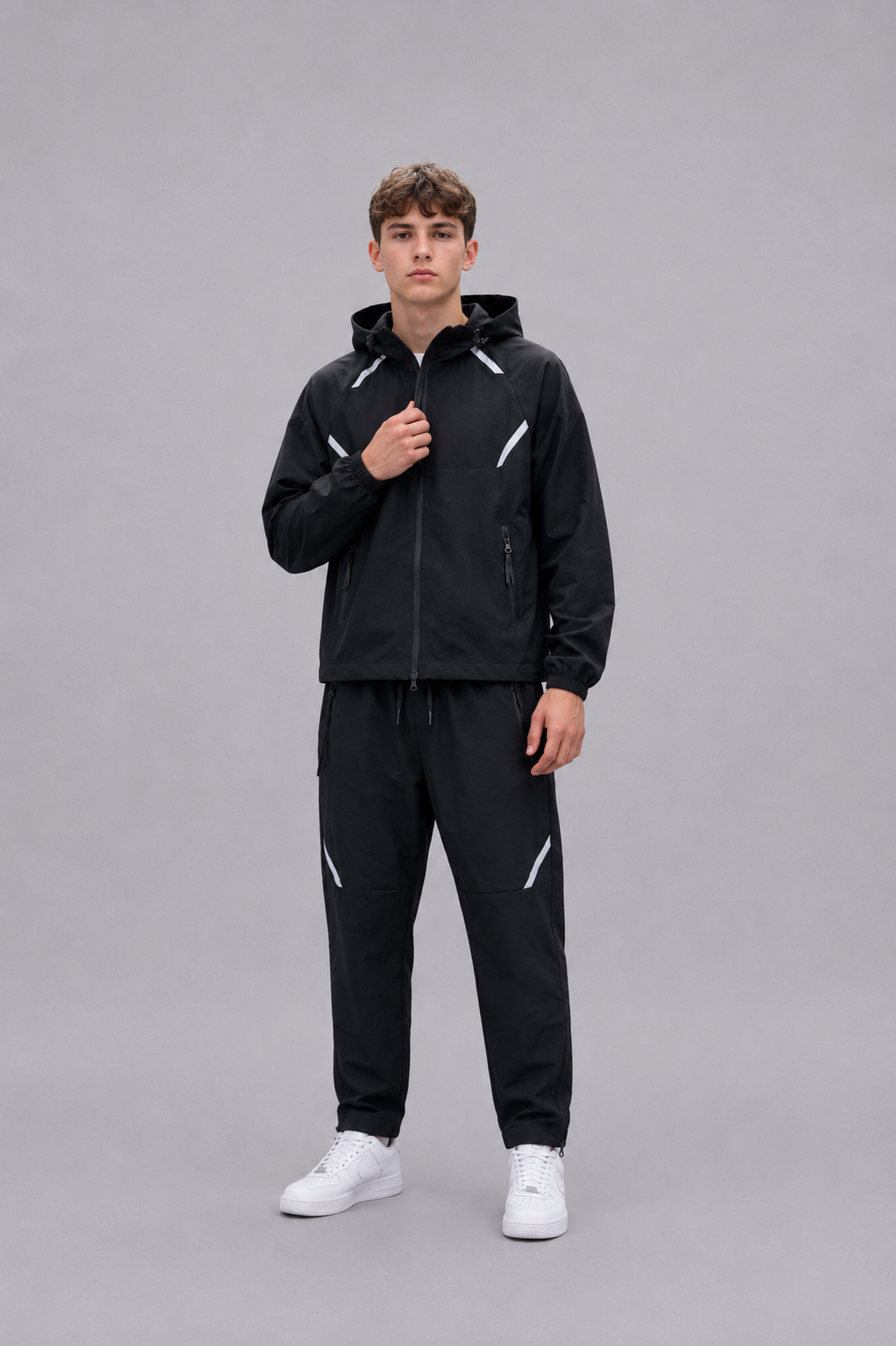Ensemble garçon sport coupe-vent – Veste zippée capuche + pantalon –  Lot de 12 Pièces (Tailles 4 à 14 ans) - 60017