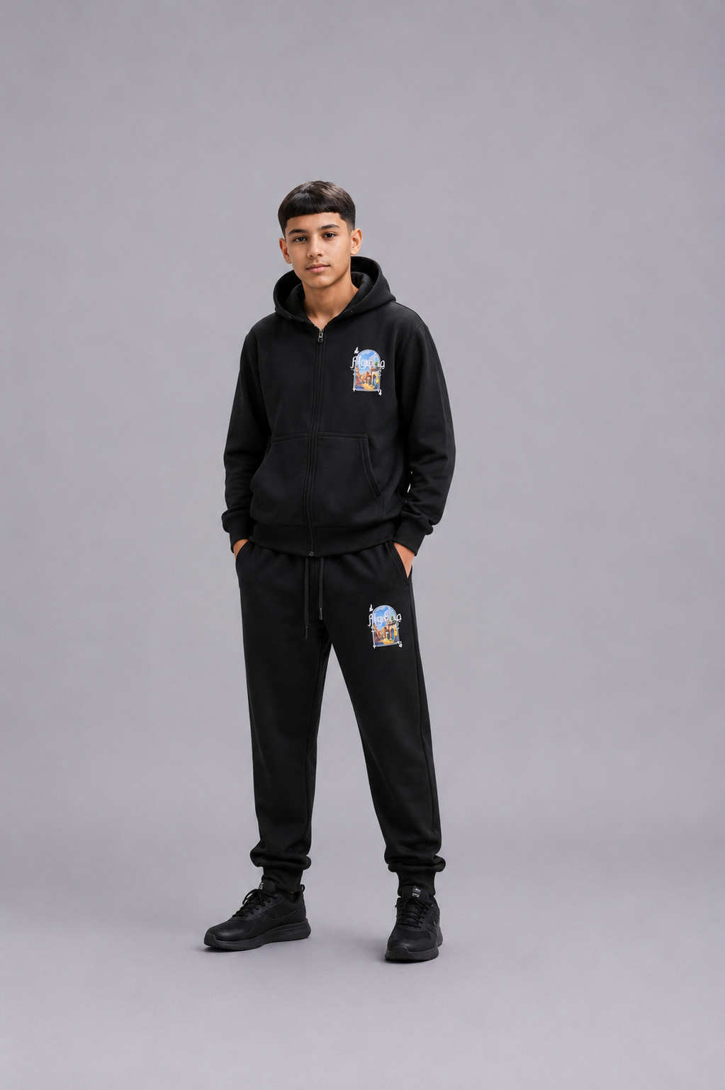 Ensemble survêtement enfant hoodie imprimé / Lot de 12 Pièces (Tailles 4 à 14 ans) - 50012M