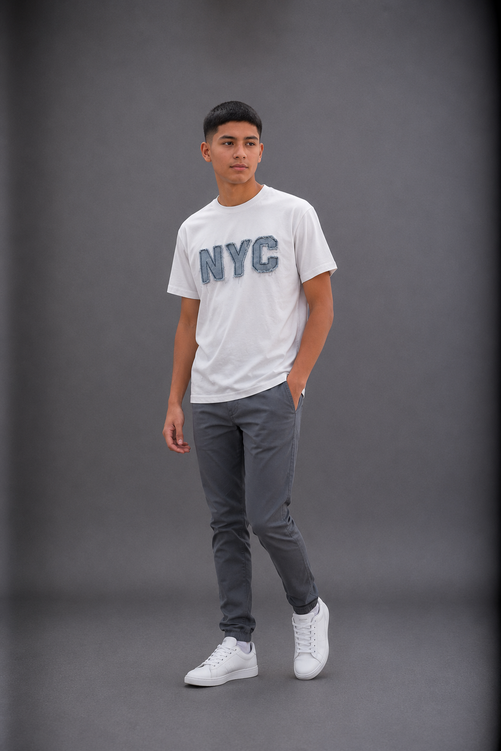 T-shirt garçon imprimé NYC style urbain – Vente en gros lot de 6 - 29155M