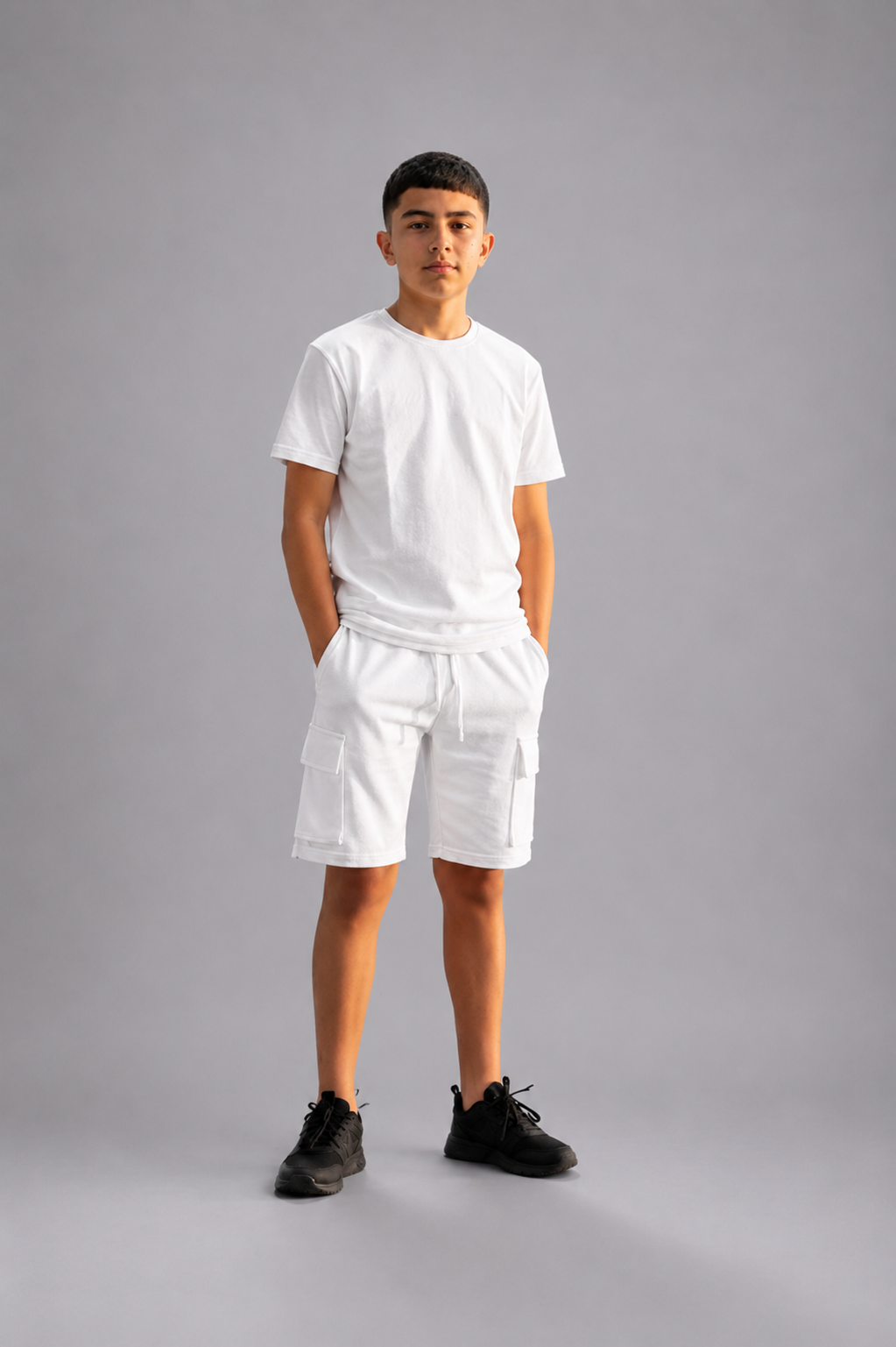 Ensemble garçon t-shirt et short cargo texturé –  Lot de 12 Pièces (Tailles 4 à 14 ans) - 60023M