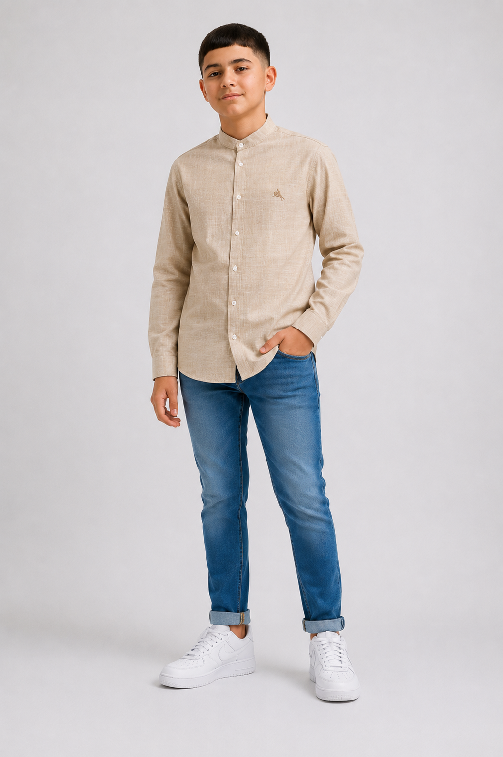 Chemise enfant manches longues coupe classique – Pack 6 pièces tailles 4 à 14 ans - Réf : 90070