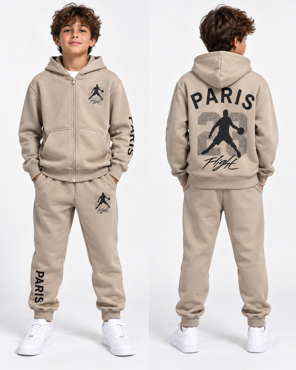 Ensemble Jogging Enfant Paris Flight Zippé à Capuche Ref. 50030 (4-14ans)