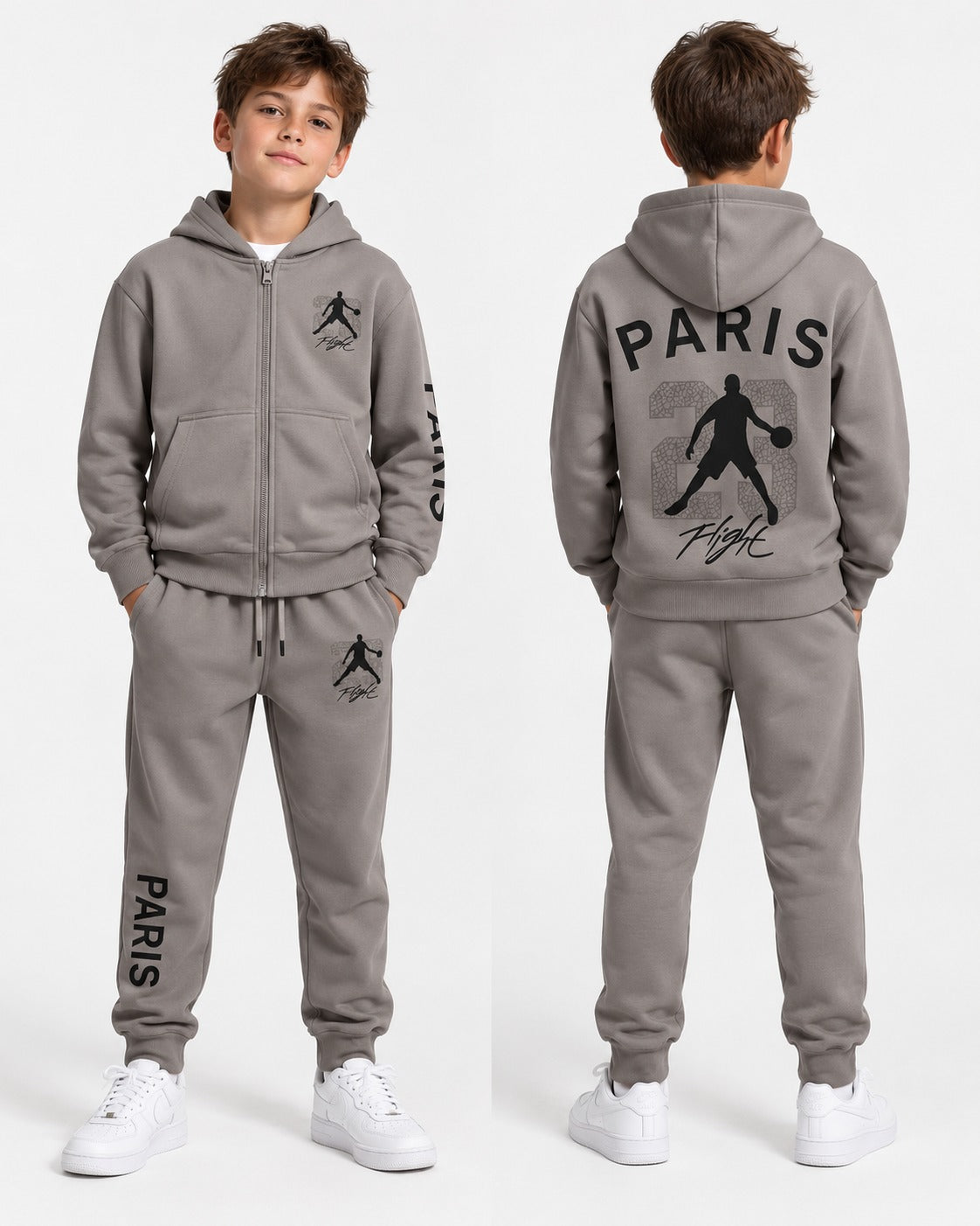Ensemble Jogging Enfant Paris Flight Zippé à Capuche Ref. 50030 (4-14ans)