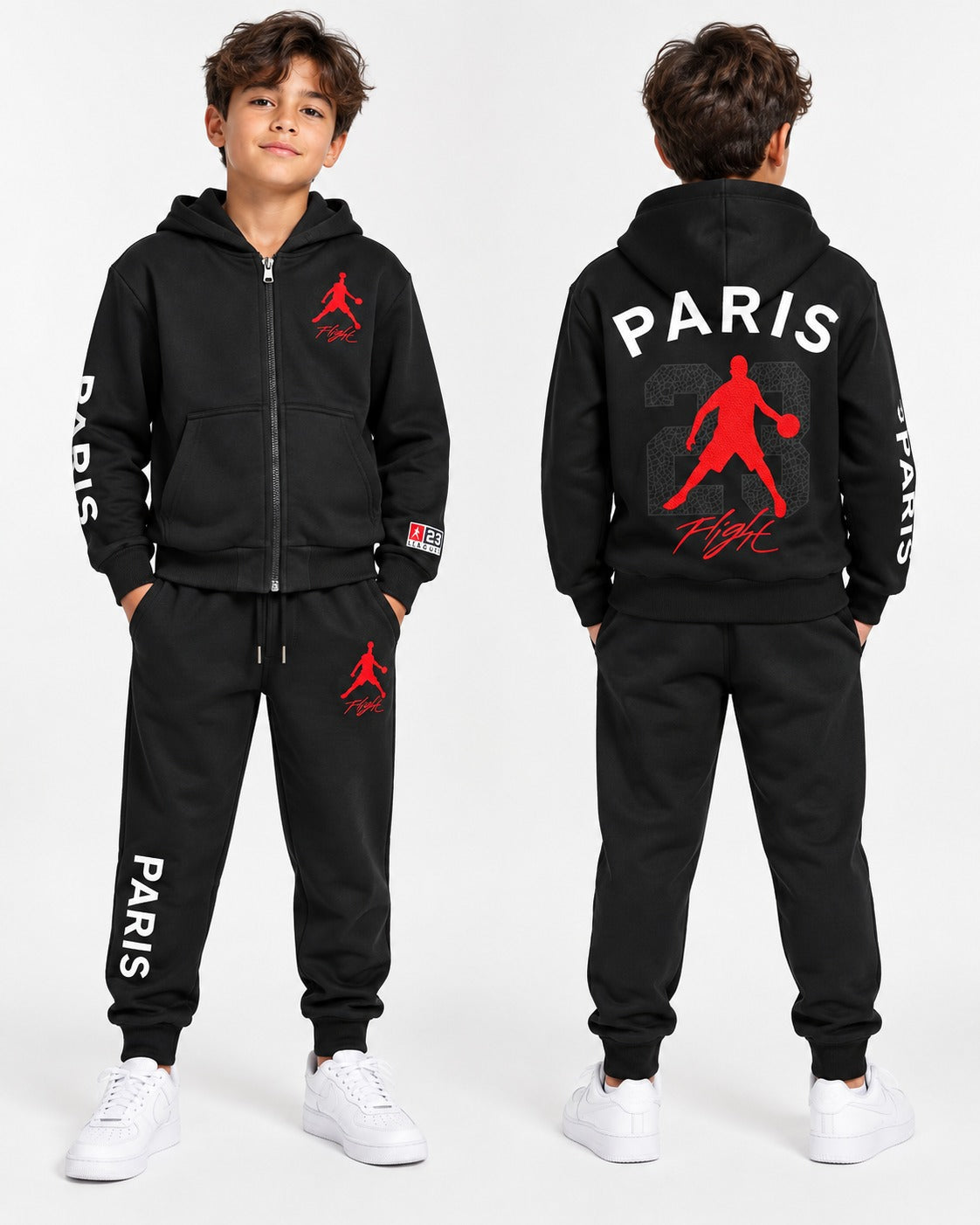 Ensemble Jogging Enfant Paris Flight Zippé à Capuche Ref. 50030 (4-14ans)
