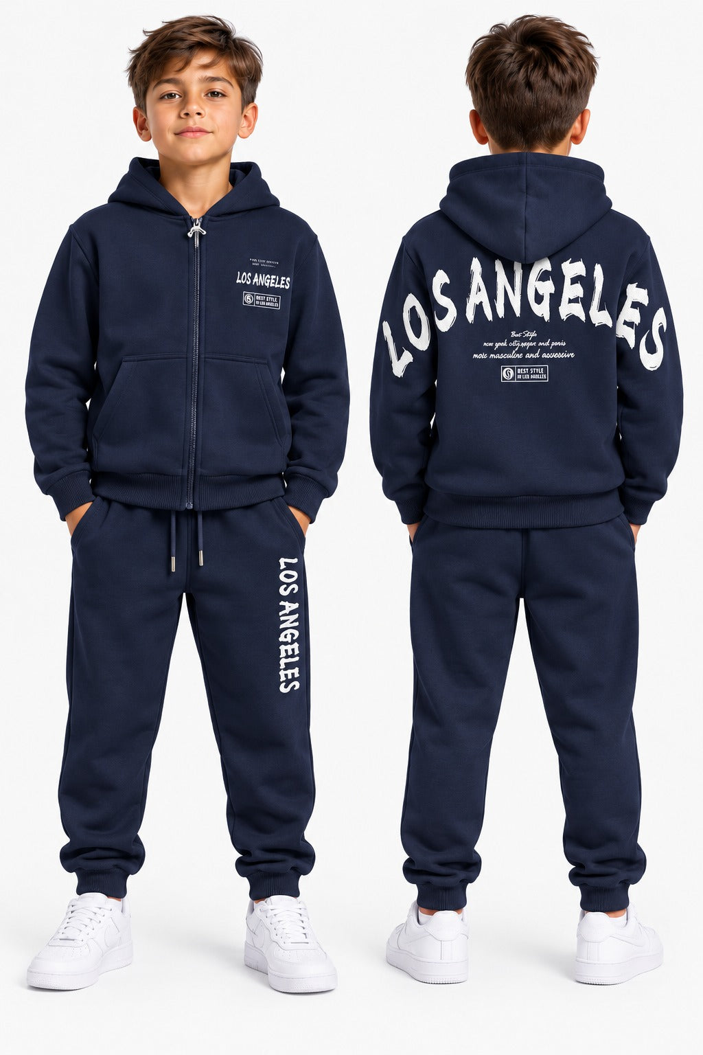 Ensemble Jogging Enfant Los Angeles Zippé à Capuche Ref. 50032 (4-14ans) (1-5ans)