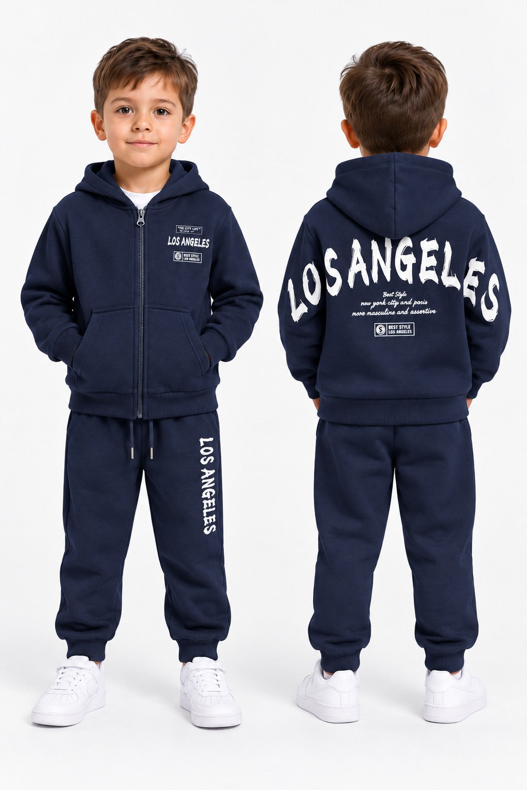 Ensemble Jogging Enfant Los Angeles Zippé à Capuche Ref. 50032 (4-14ans) (1-5ans)