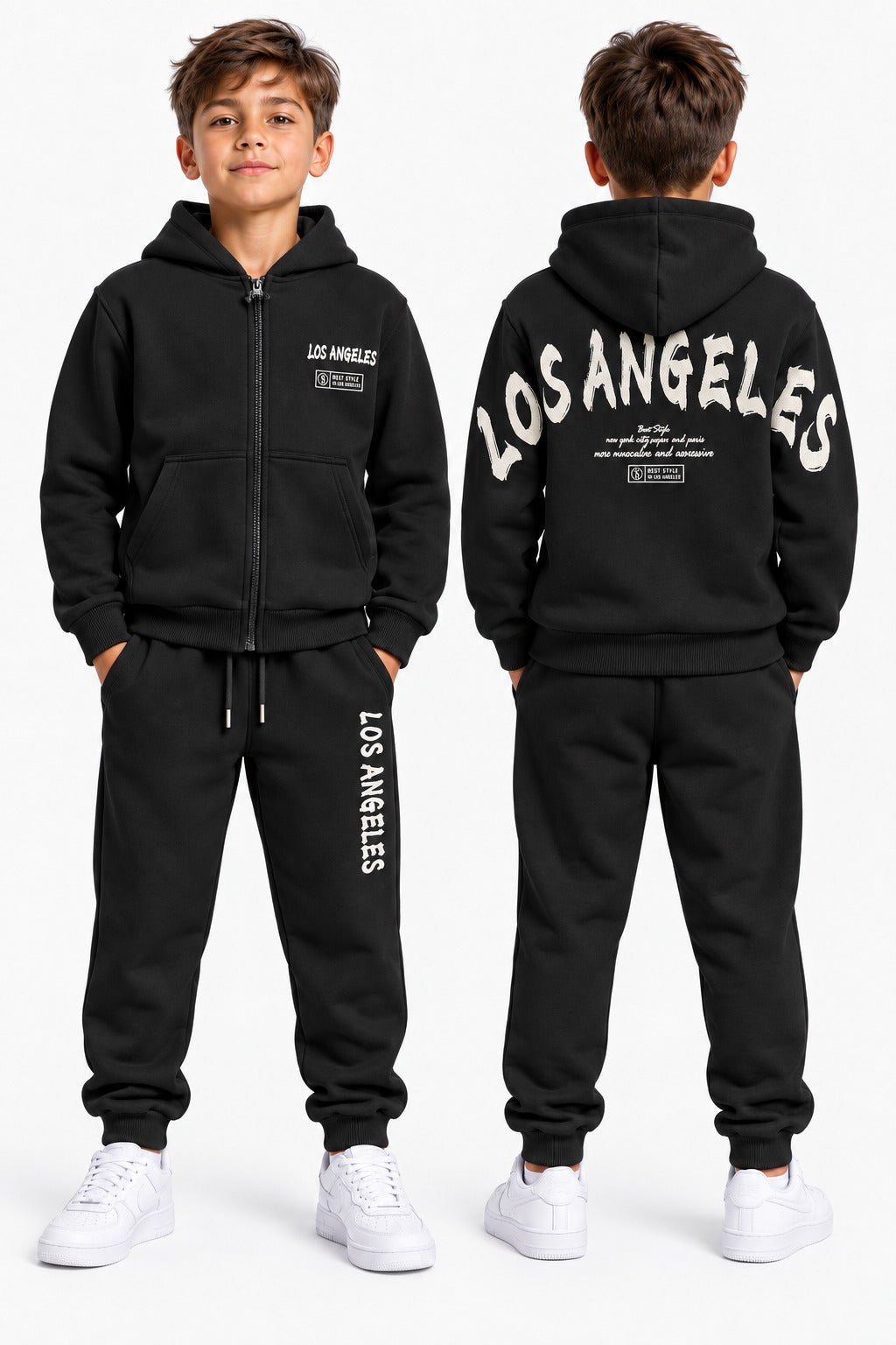 Ensemble Jogging Enfant Los Angeles Zippé à Capuche Ref. 50032 (4-14ans) (1-5ans)