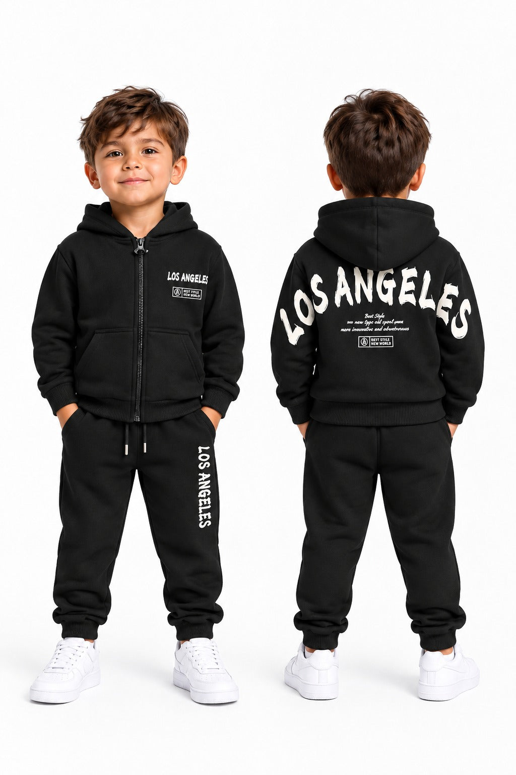 Ensemble Jogging Enfant Los Angeles Zippé à Capuche Ref. 50032 (4-14ans) (1-5ans)