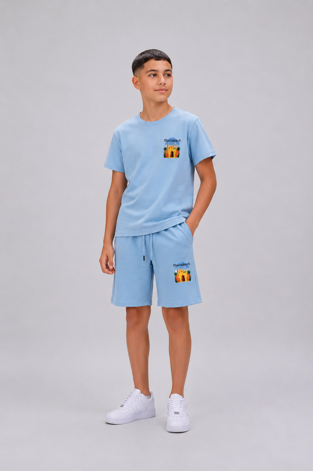 Ensemble Enfant Garçon T-shirt Imprimé & Short Assorti – Style Décontracté – Lot de 6 Pièces (Tailles 4 à 14 ans) -  Réf : 50028M