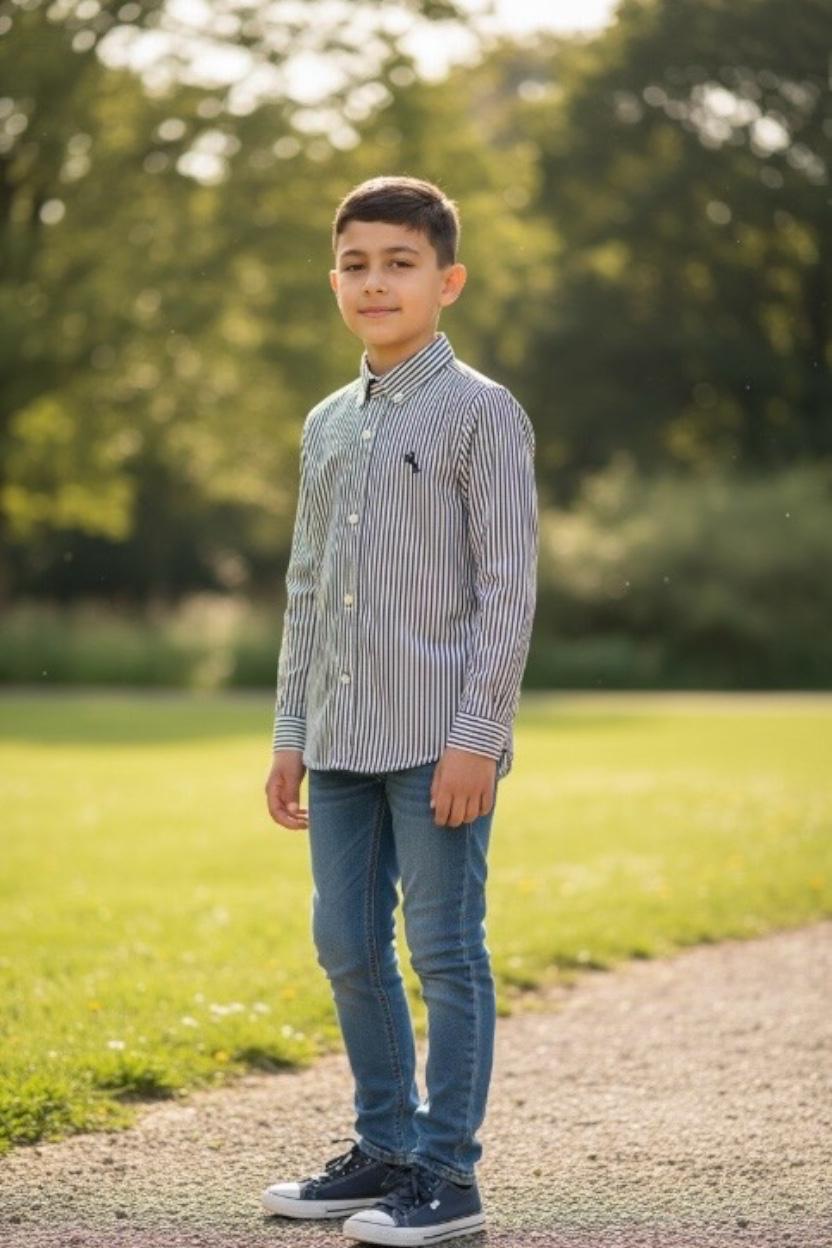 Chemise enfant manches longues coupe classique – Pack 6 pièces tailles 4 à 14 ans
