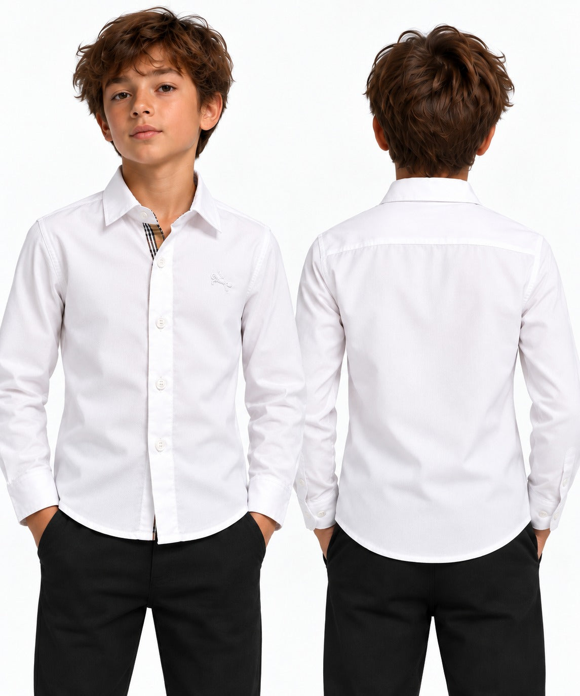 Chemise Garçon Élégante Manches Longues Réf. 90122 (4-14ans)