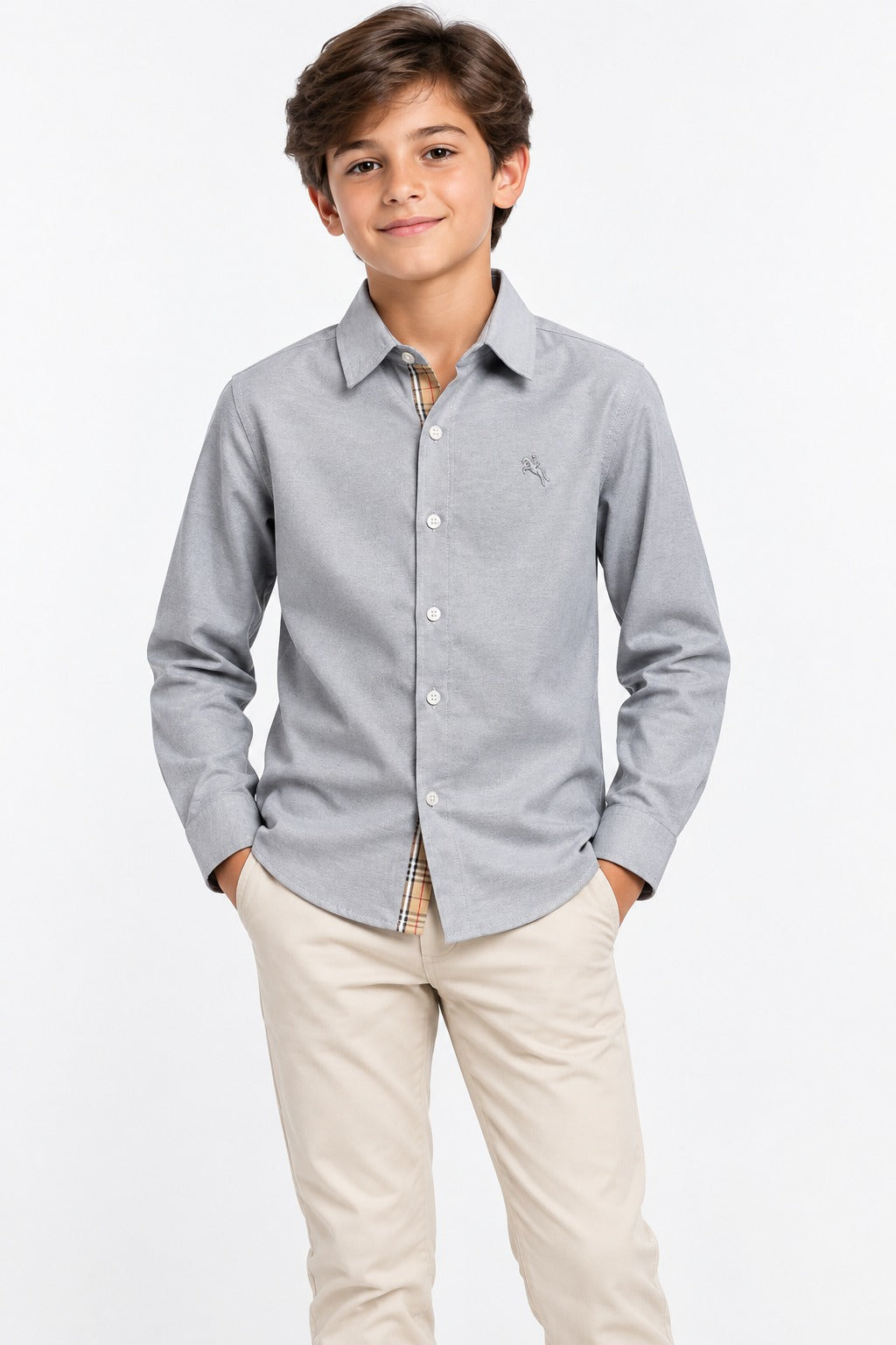 Chemise Garçon Élégante Manches Longues Réf. 90122 (4-14ans)