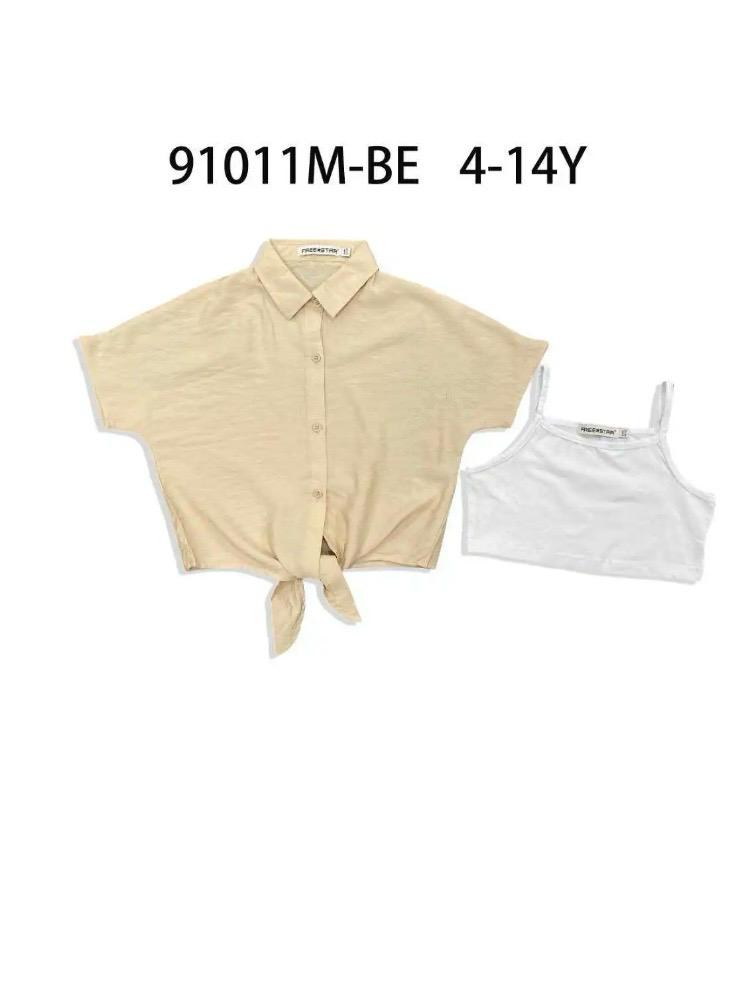Ensemble fille 2 pièces avec chemise nouée et legging – Lot de 6 Pièces (Tailles 4 à 14 ans)