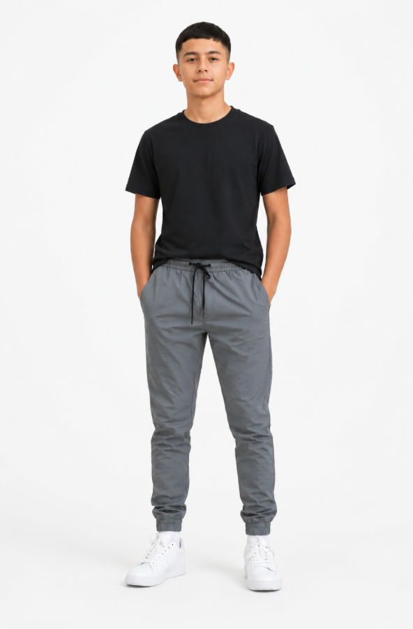 Pantalon garçon avec taille élastique et cordon – Lot de 12 Pièces (Tailles 4 à 14 ans) - 70006M