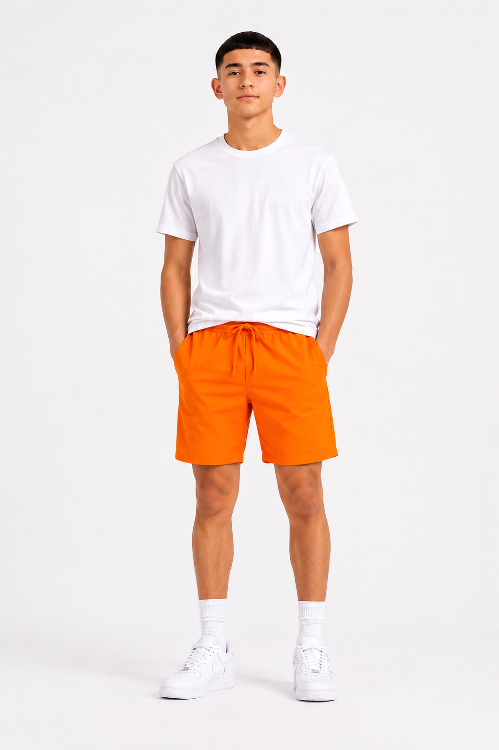 Short garçon uni avec taille élastique et poches – – Lot de 12 Pièces (Tailles 4 à 14 ans) - 55363M