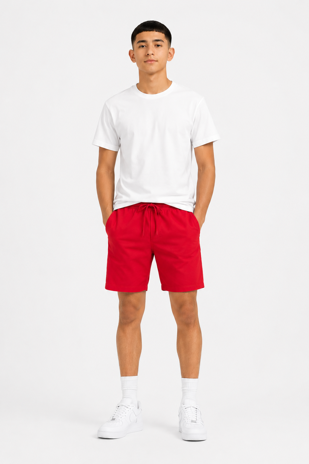 Short garçon uni avec taille élastique et poches – – Lot de 12 Pièces (Tailles 4 à 14 ans) - 55363M