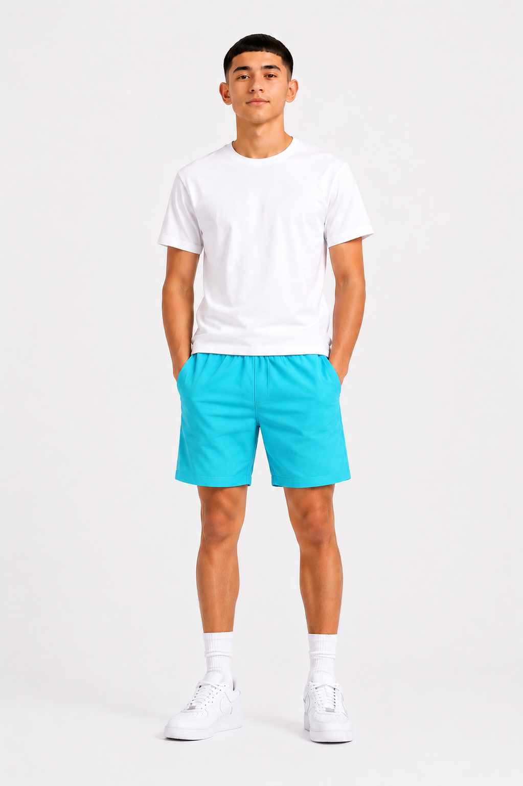 Short garçon uni avec taille élastique et poches – – Lot de 12 Pièces (Tailles 4 à 14 ans) - 55363M