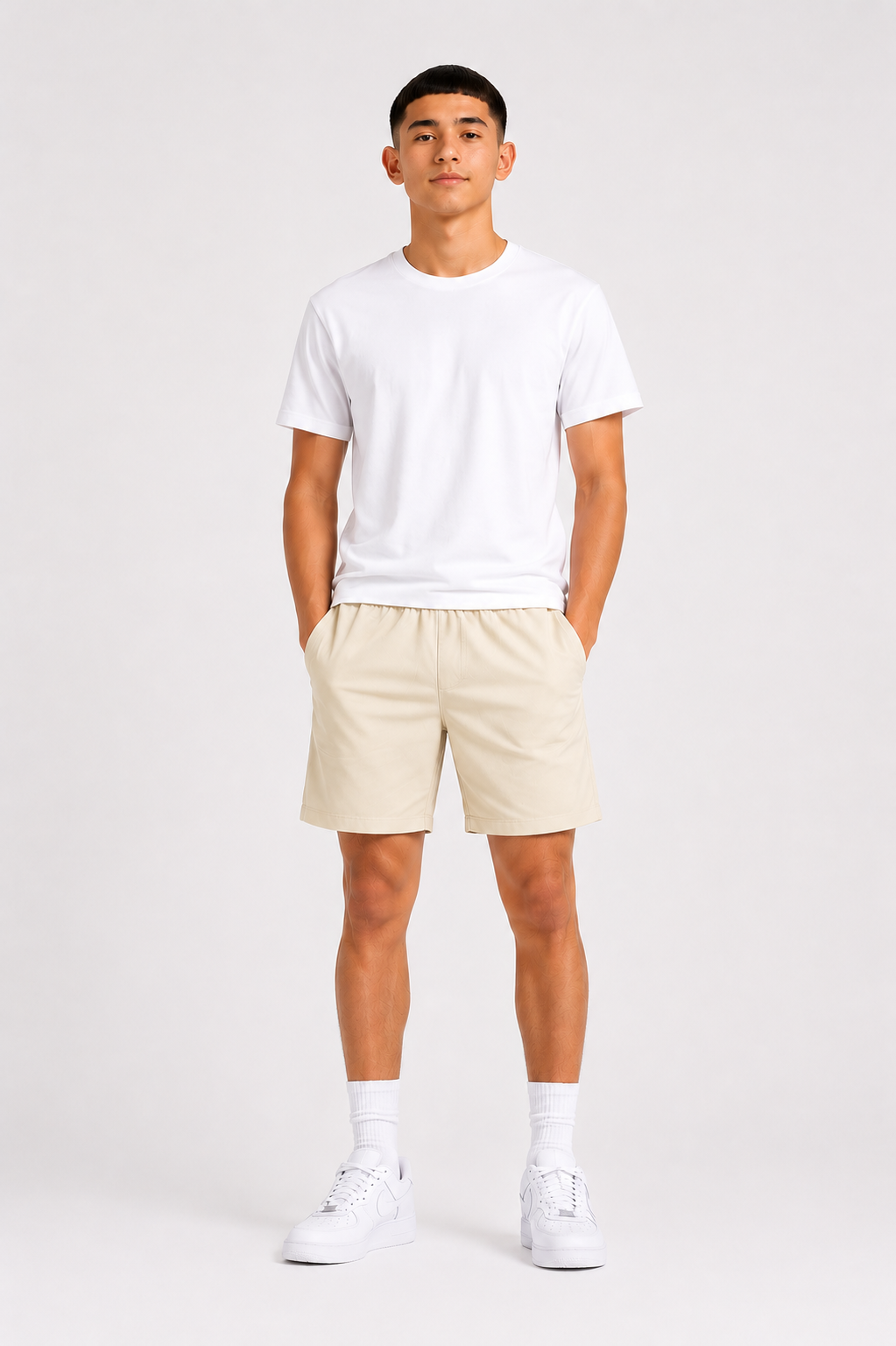 Short garçon uni avec taille élastique et poches – – Lot de 12 Pièces (Tailles 4 à 14 ans) - 55363M