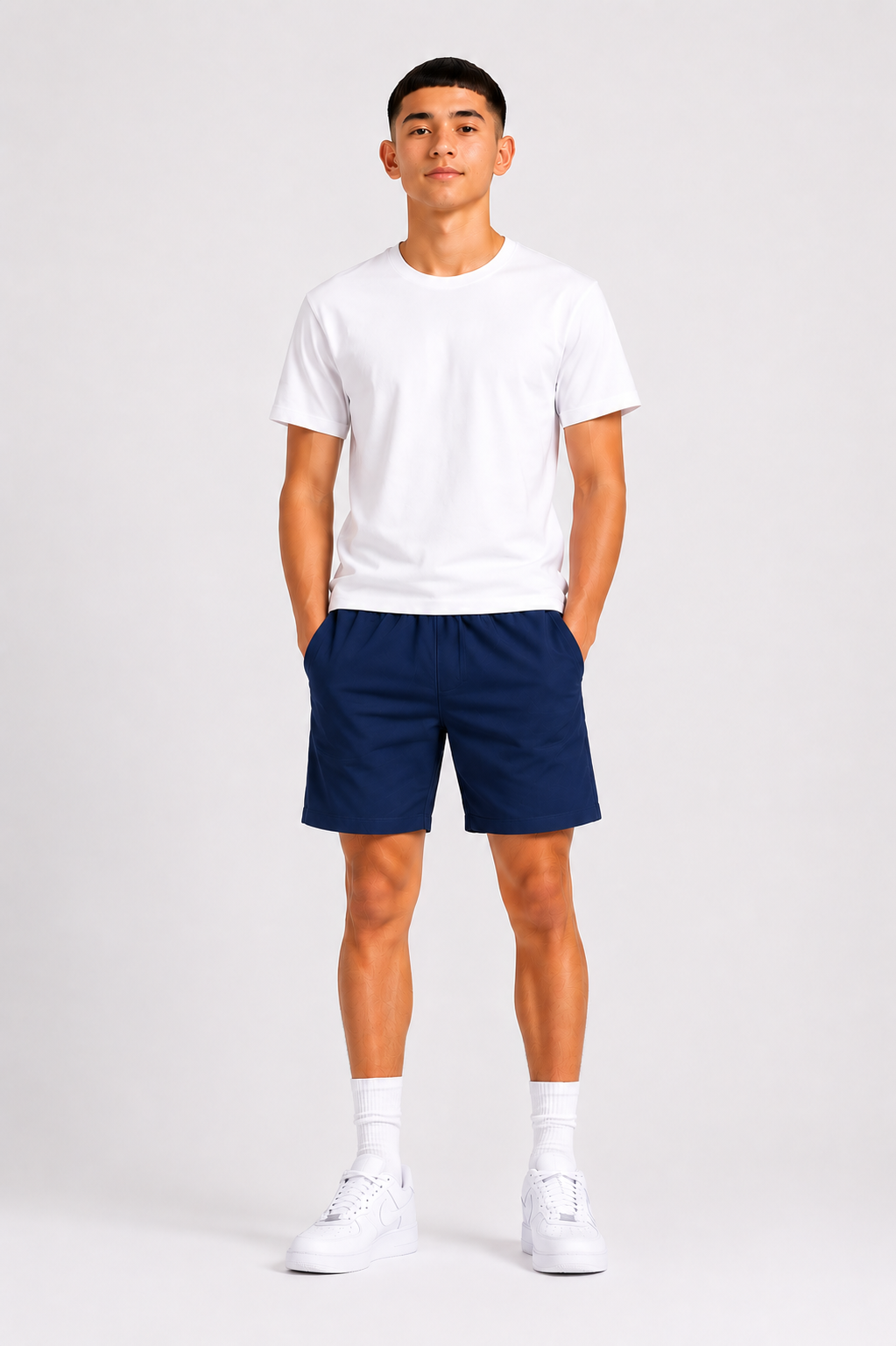 Short garçon uni avec taille élastique et poches – – Lot de 12 Pièces (Tailles 4 à 14 ans) - 55363M