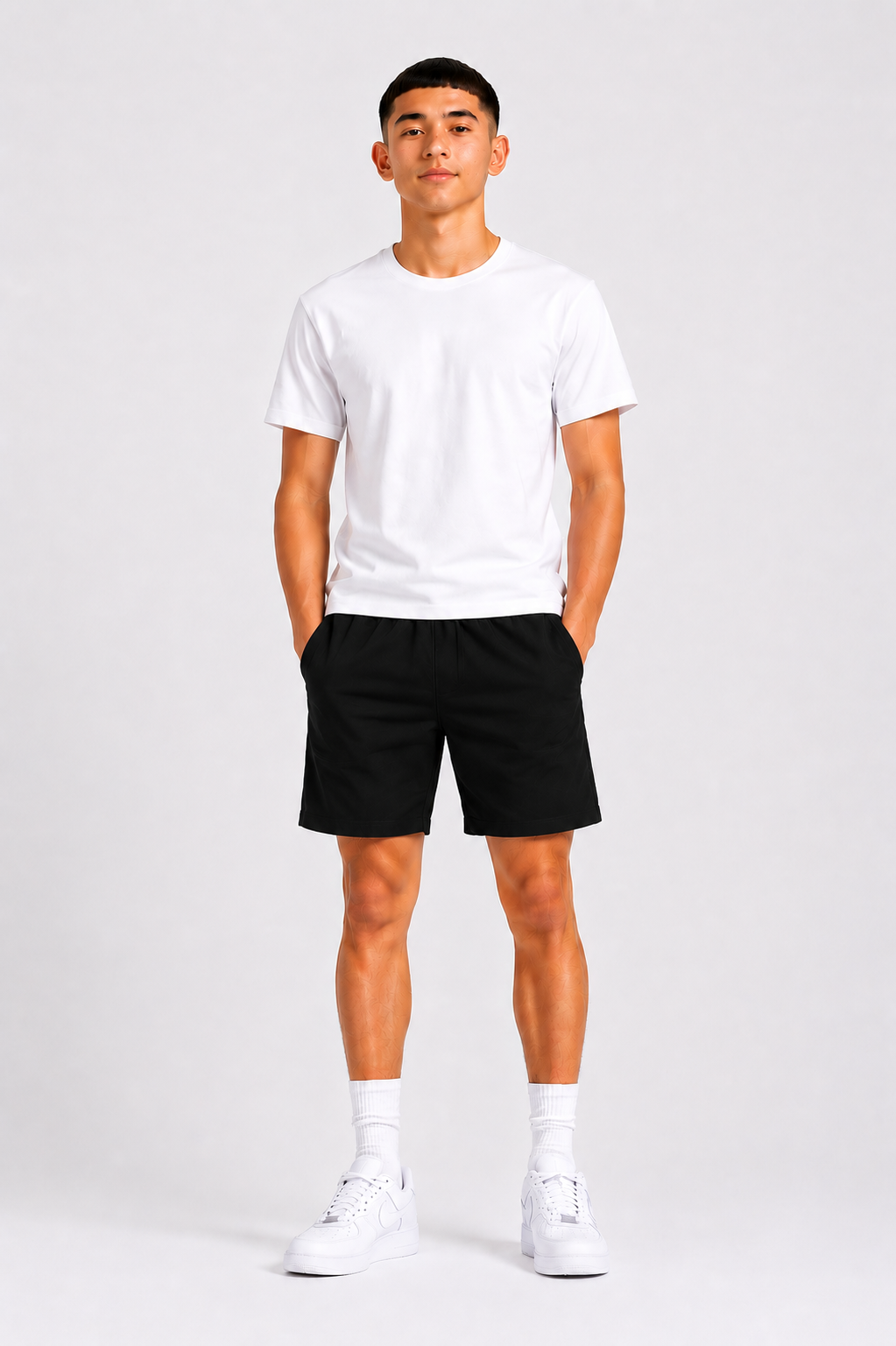 Short garçon uni avec taille élastique et poches – – Lot de 12 Pièces (Tailles 4 à 14 ans) - 55363M