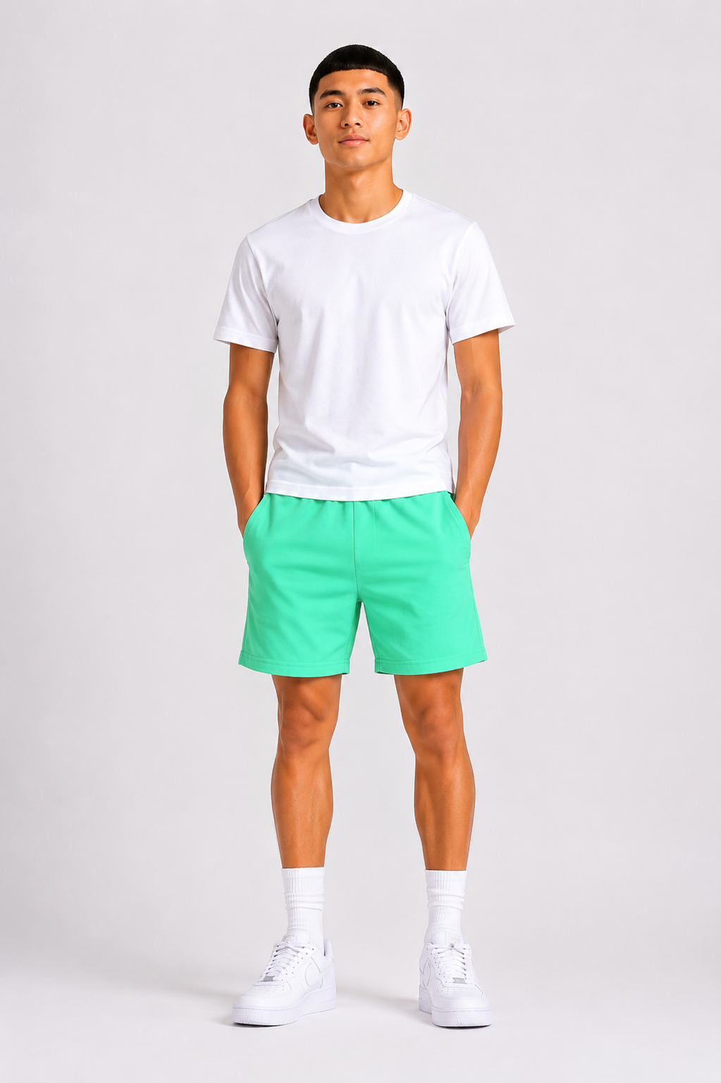 Short garçon uni avec taille élastique et poches – – Lot de 12 Pièces (Tailles 4 à 14 ans) - 55363M