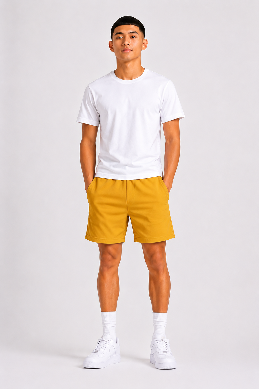 Short garçon uni avec taille élastique et poches – – Lot de 12 Pièces (Tailles 4 à 14 ans) - 55363M