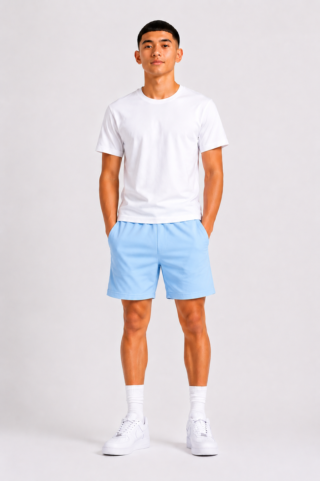 Short garçon uni avec taille élastique et poches – – Lot de 12 Pièces (Tailles 4 à 14 ans) - 55363M
