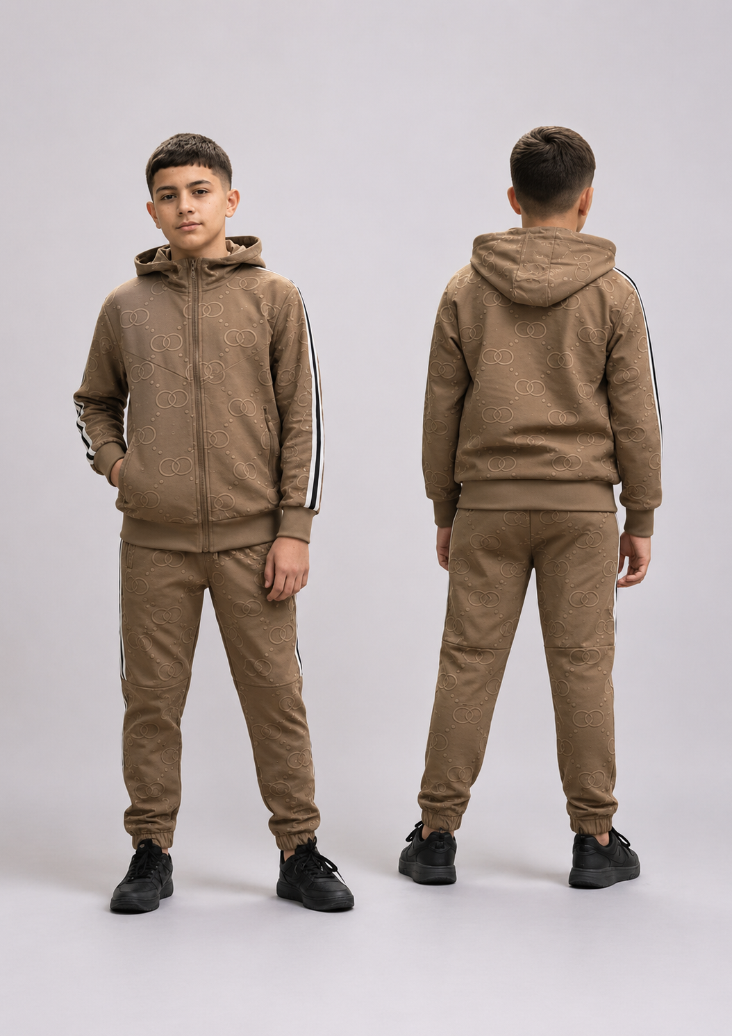 Ensemble garçon survêtement avec sweat zippé à capuche et pantalon – Lot de 12 Pièces (Tailles 4 à 14 ans) - 50009