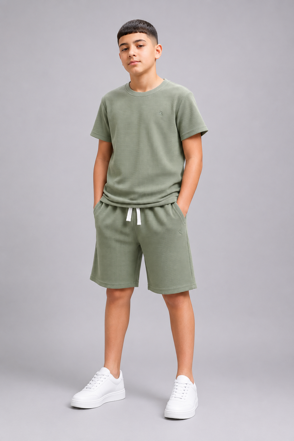 Ensemble garçon t-shirt et short beige –  Lot de 6 Pièces (Tailles 4 à 14 ans) - 60022M