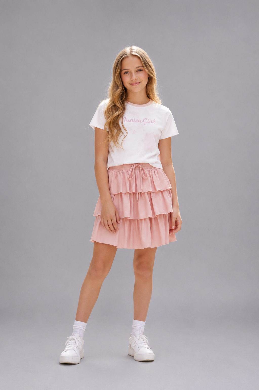 Ensemble fille t-shirt et jupe à volants - Lot de 12 - 52008M