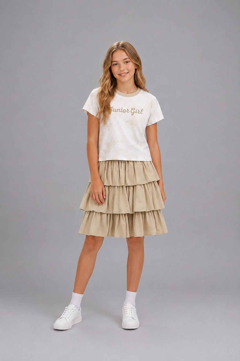 Ensemble fille t-shirt et jupe à volants - Lot de 12 - 52008M