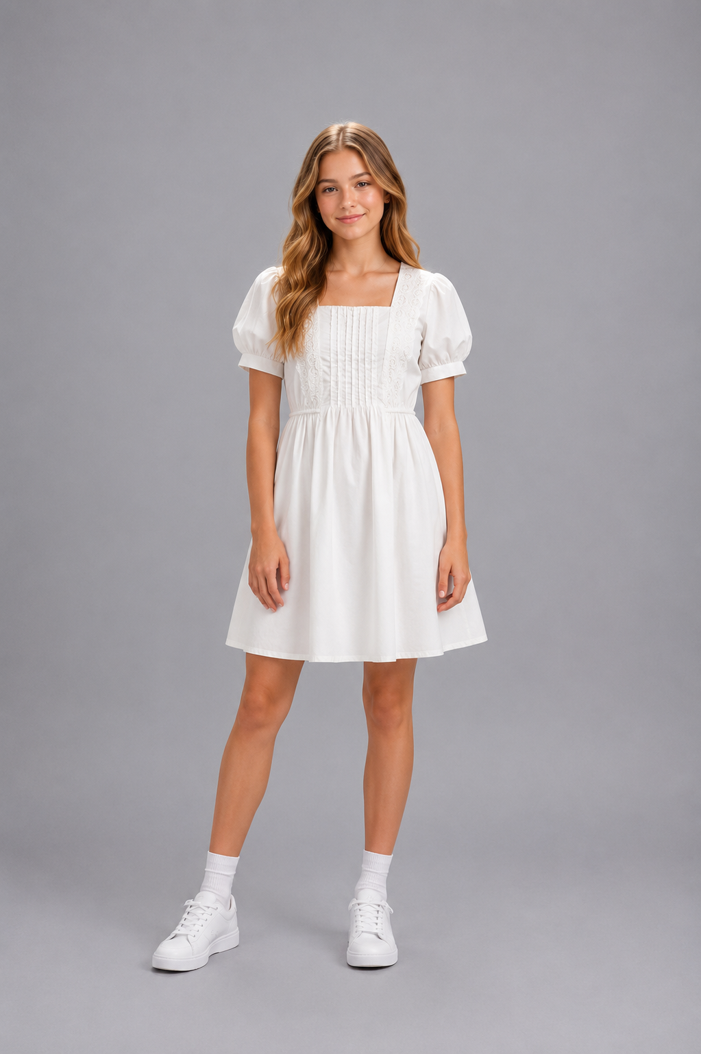Robe enfant brodée manches courtes -Lot de 12 Pièces (Tailles 4 à 14 ans) - 52006M