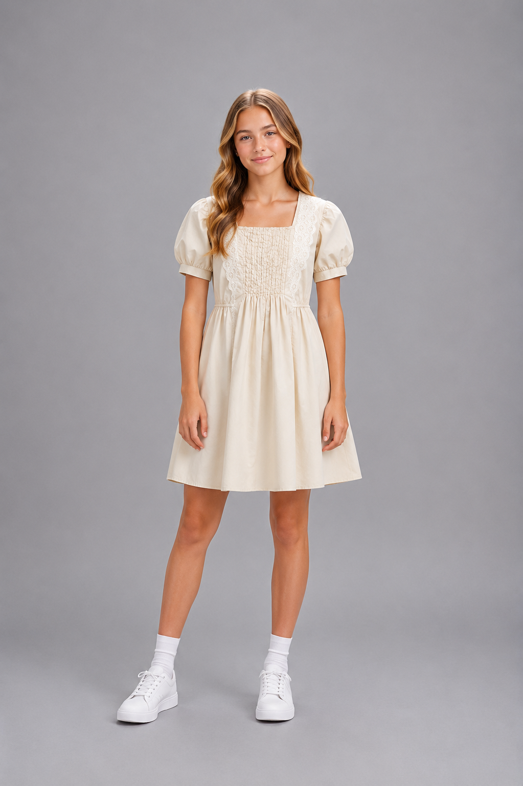 Robe enfant brodée manches courtes -Lot de 12 Pièces (Tailles 4 à 14 ans) - 52006M