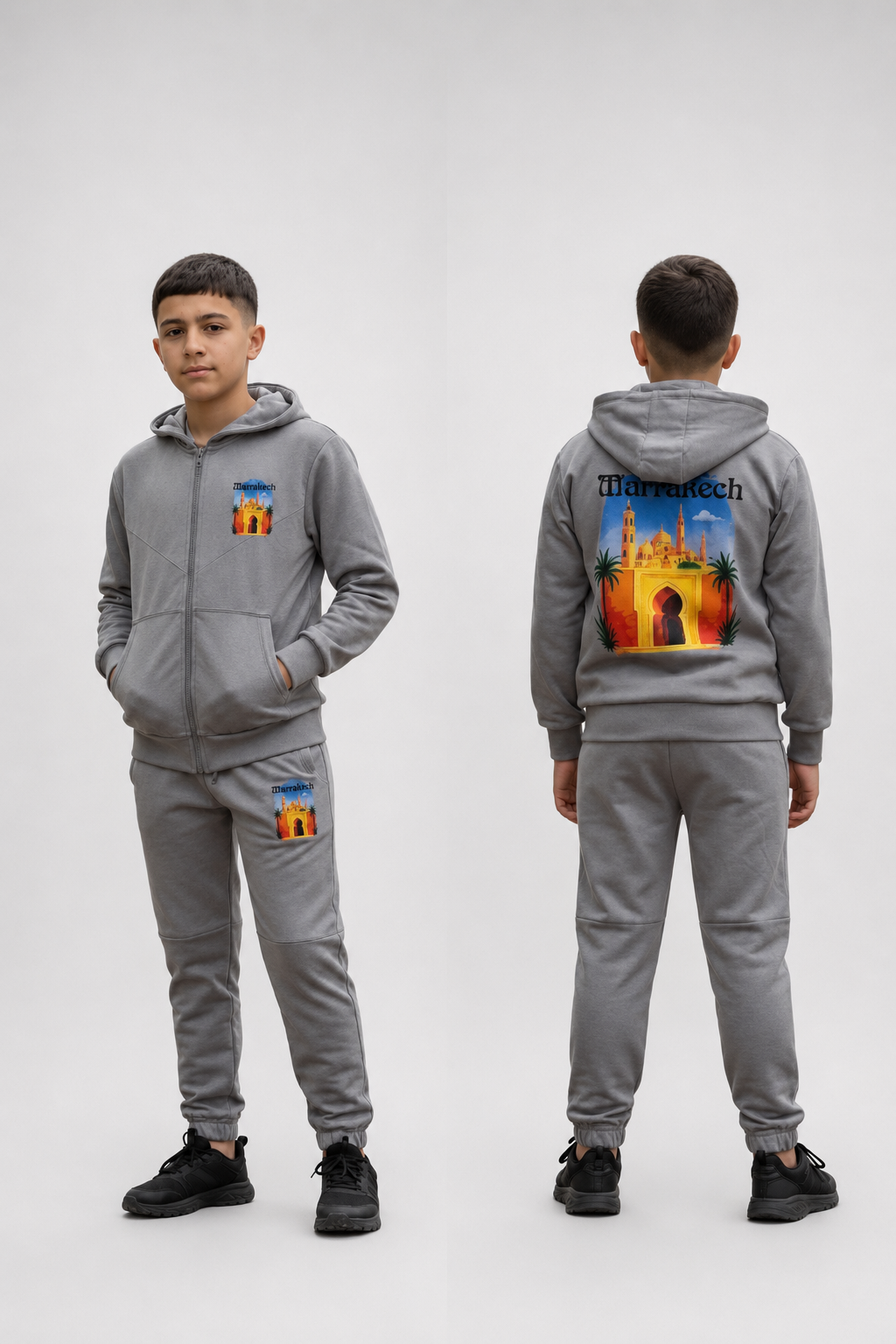 Ensemble garçon jogging imprimé Marrakech – Veste + pantalon – Lot de 12 Pièces (Tailles 4 à 14 ans) - 50015M