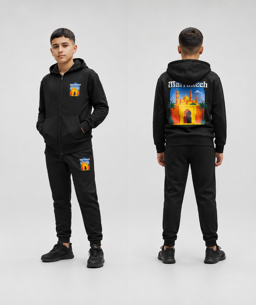 Ensemble garçon jogging imprimé Marrakech – Veste + pantalon – Lot de 12 Pièces (Tailles 4 à 14 ans) - 50015M