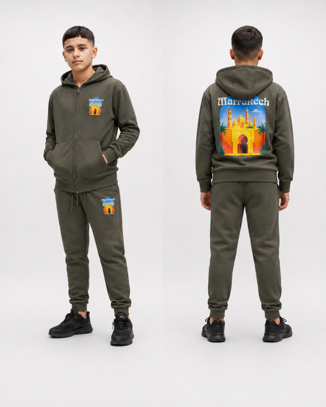 Ensemble garçon jogging imprimé Marrakech – Veste + pantalon – Lot de 12 Pièces (Tailles 4 à 14 ans) - 50015M