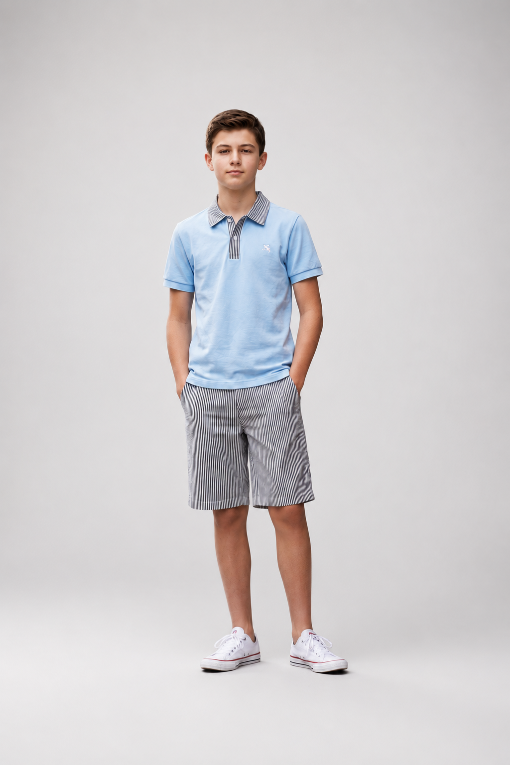 Ensemble garçon polo et short rayé –  Lot de 12 Pièces (Tailles 4 à 14 ans) - 90098M