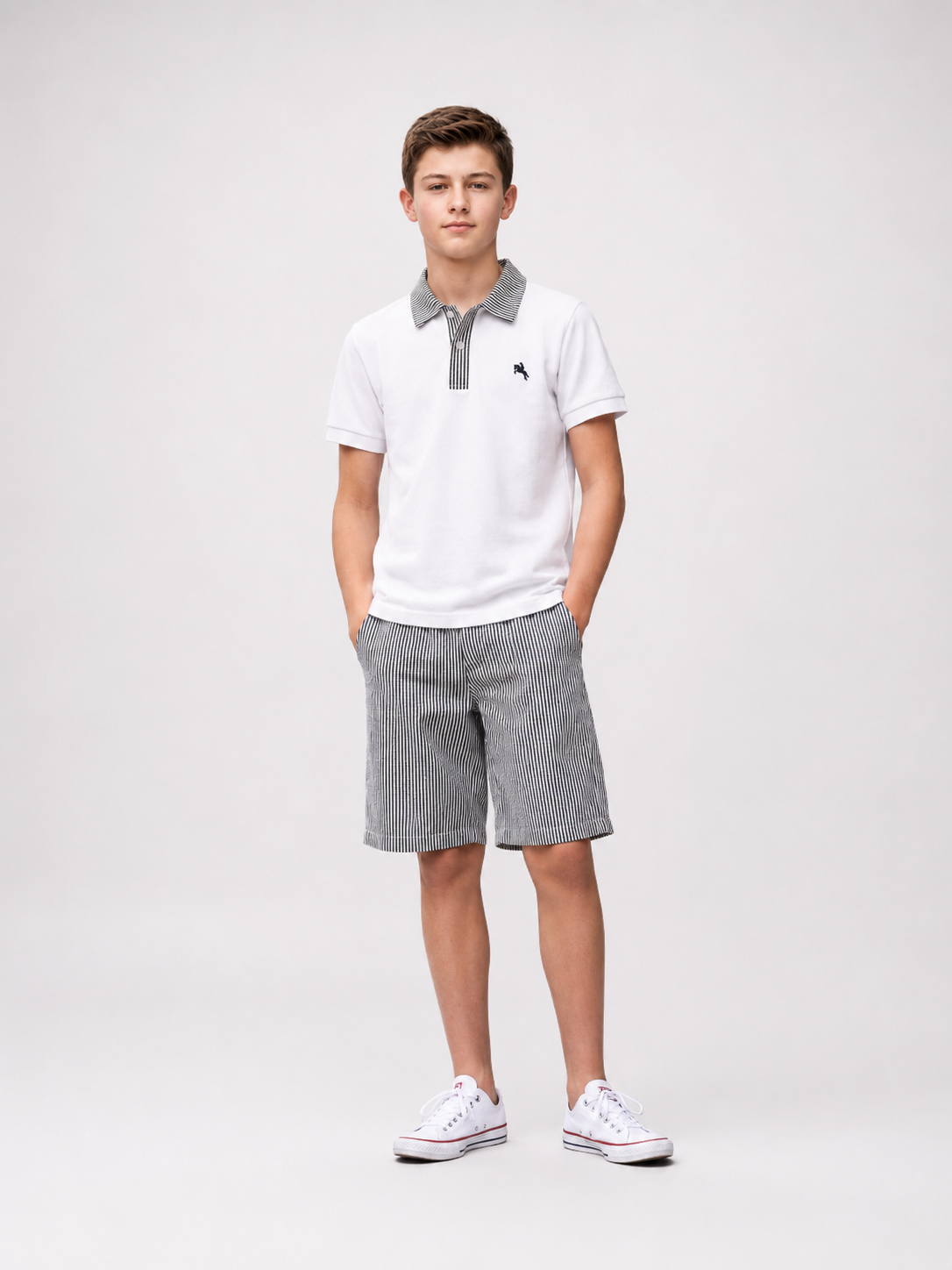 Ensemble garçon polo et short rayé –  Lot de 12 Pièces (Tailles 4 à 14 ans) - 90098M