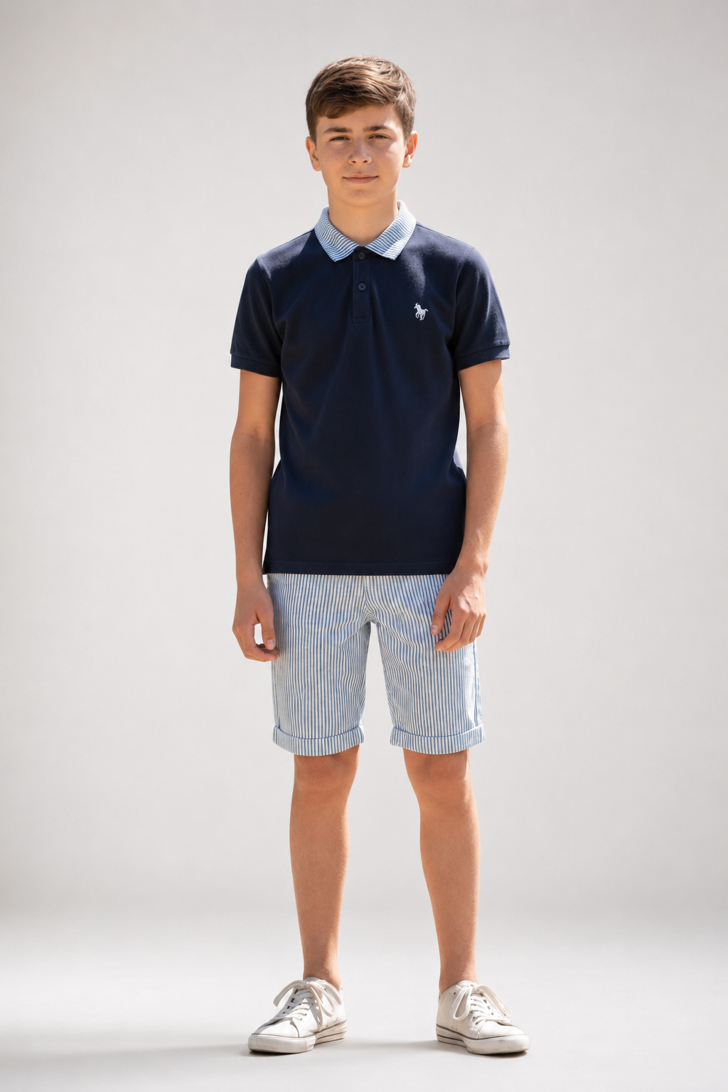 Ensemble garçon polo et short rayé –  Lot de 12 Pièces (Tailles 4 à 14 ans) - 90098M