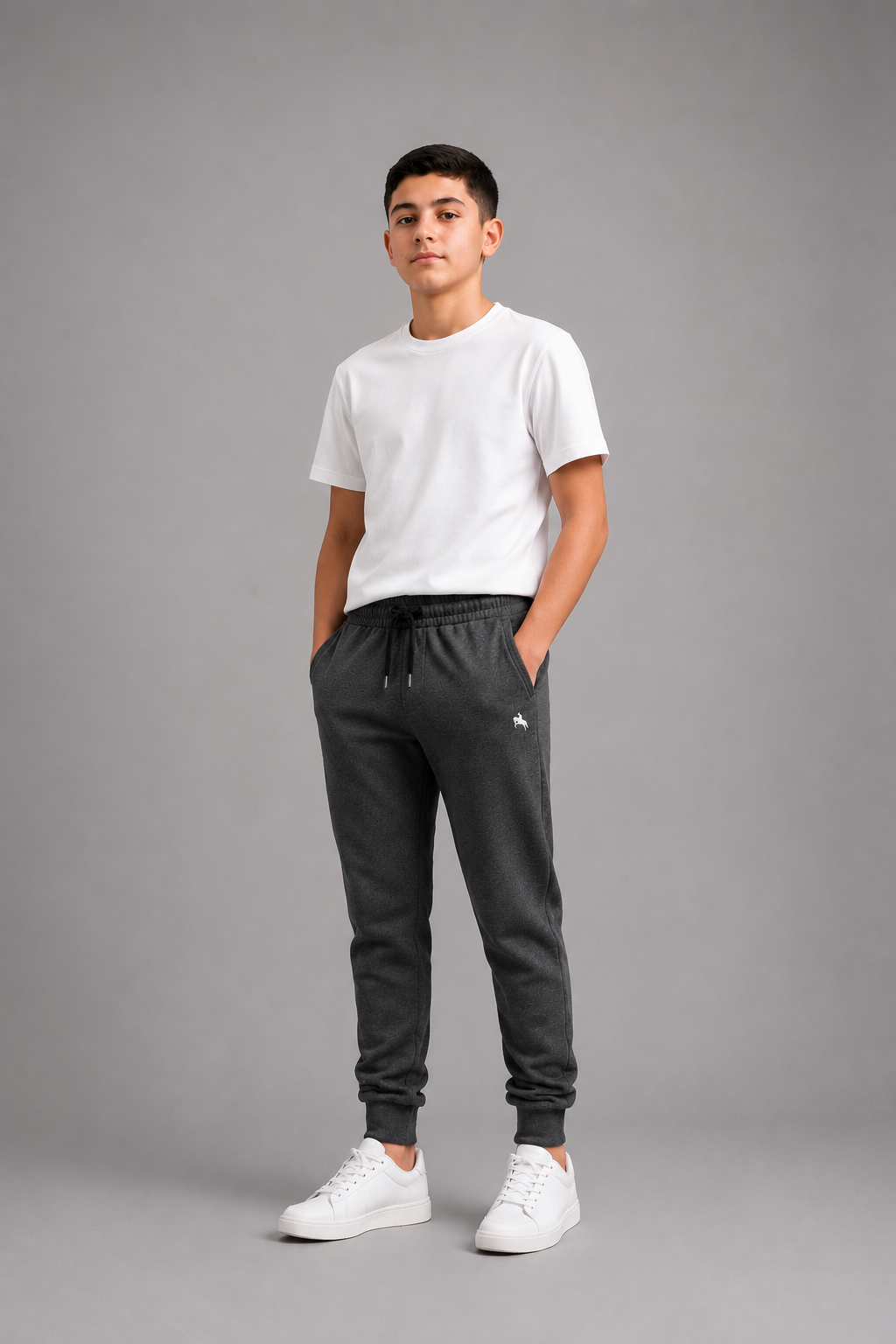 Pantalon jogging enfant à taille élastique avec cordon – Lot de 6 Pièces (Tailles 4 à 14 ans) - Réf : 90038M