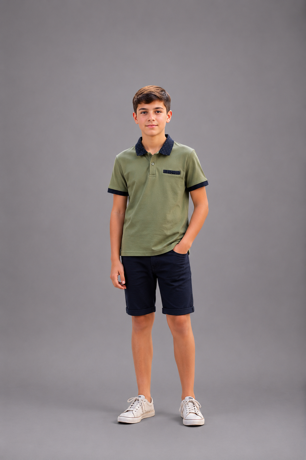 Polo garçon avec col contrasté et détail poitrine – Lot de 12 Pièces (Tailles 4 à 14 ans) - 90096M