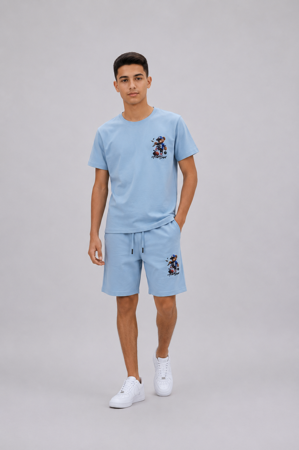 Ensemble Enfant Garçon T-shirt Imprimé Petit Motif & Short Assorti – Style Casual – Lot de 6 Pièces (Tailles 4 à 14 ans) - Réf : 50019M