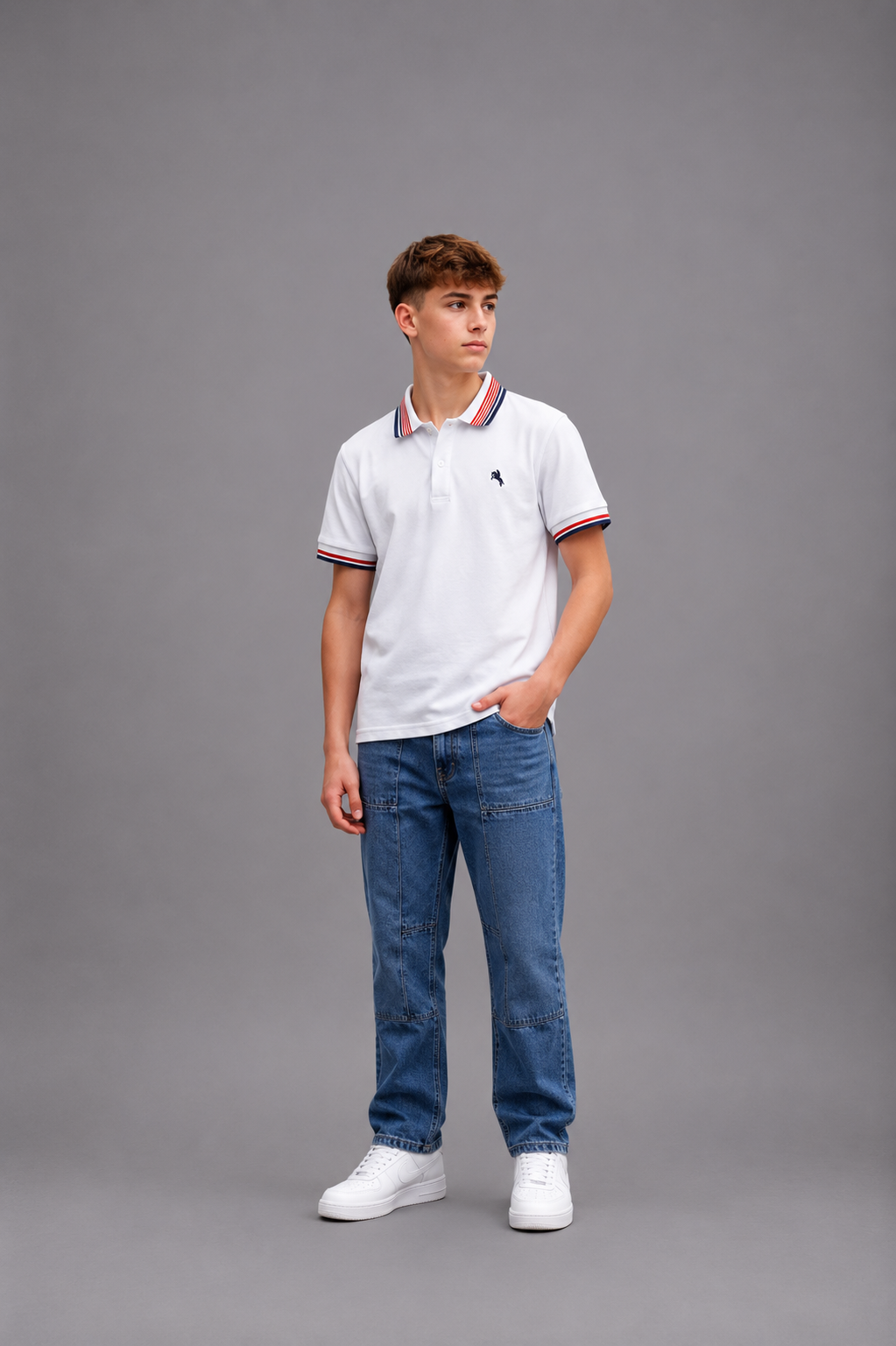 Polo garçon avec col et manches contrastés rayés – Lot de 12 Pièces (Tailles 4 à 14 ans) - 90092M