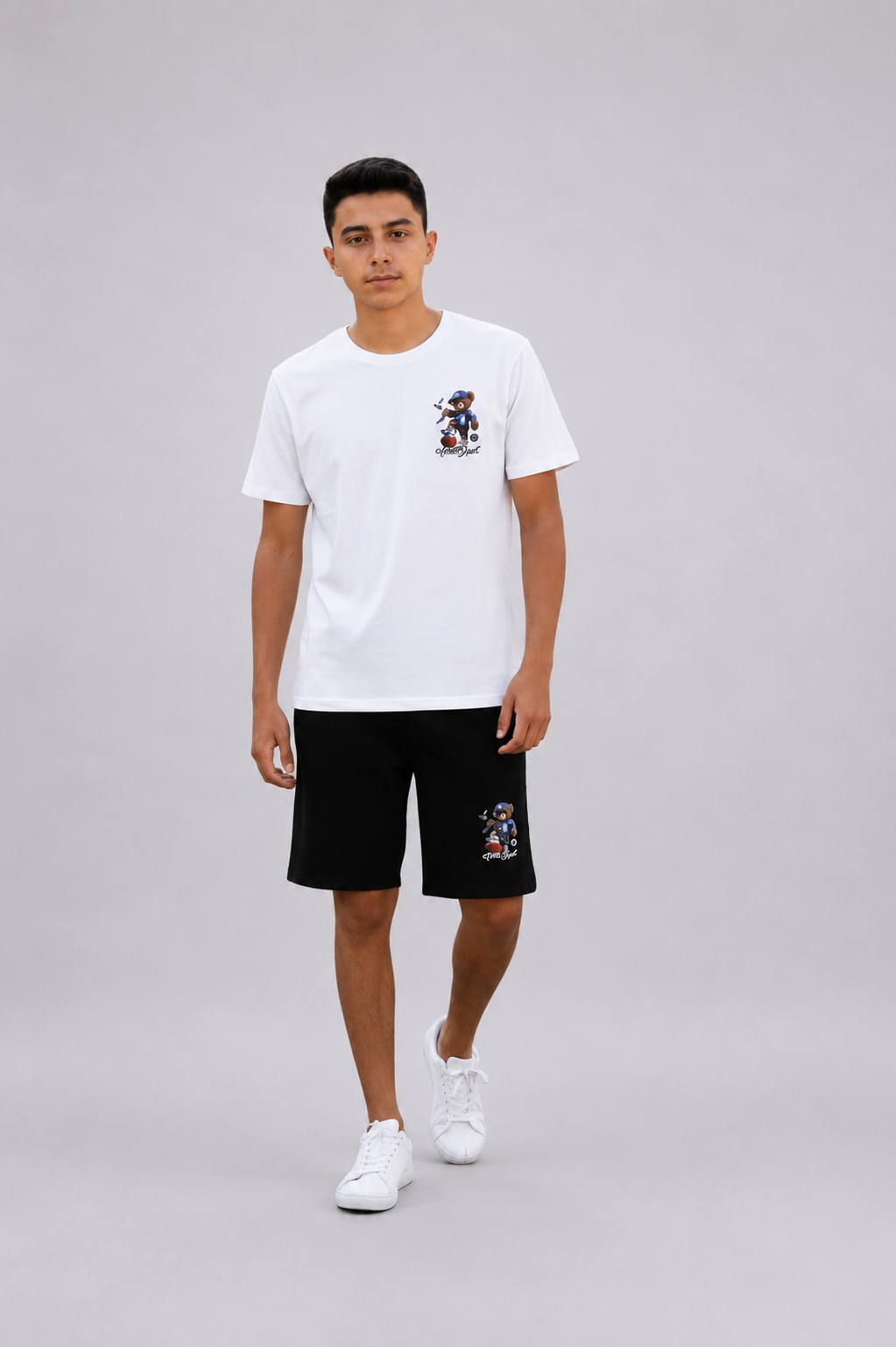 Ensemble Enfant Garçon T-shirt Imprimé Petit Motif & Short Assorti – Style Casual – Lot de 6 Pièces (Tailles 4 à 14 ans) - Réf : 50019M