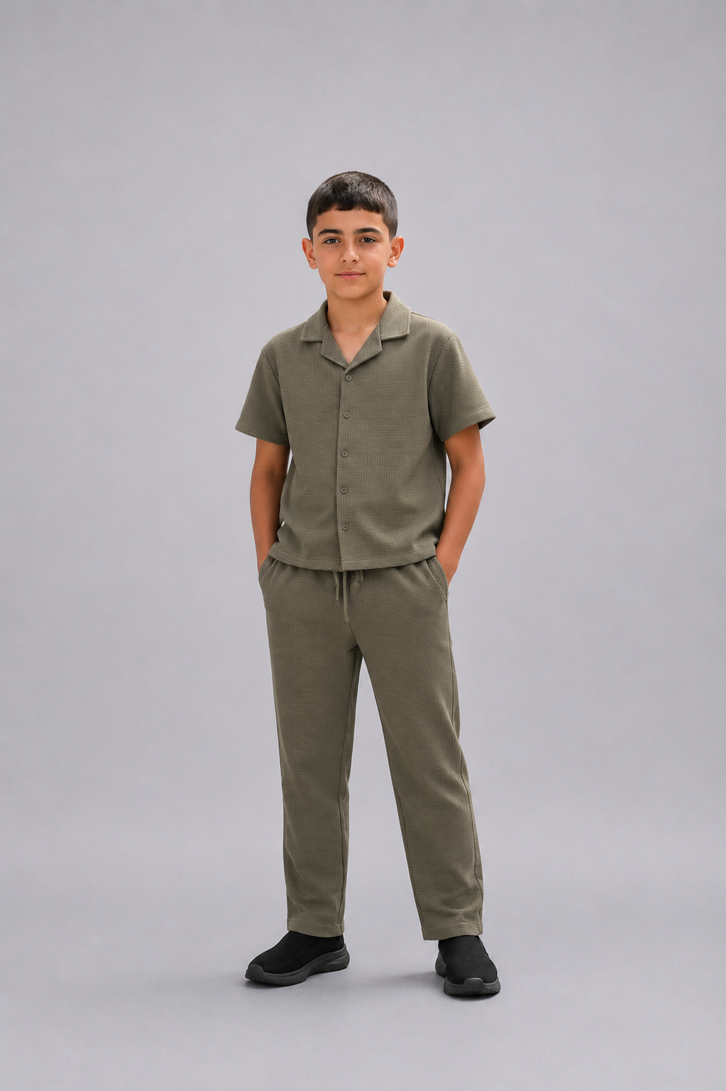 Ensemble garçon chemise manches courtes et pantalon texturé –  Lot de 12 oièces (Tailles 4 à 14 ans) - 60026M