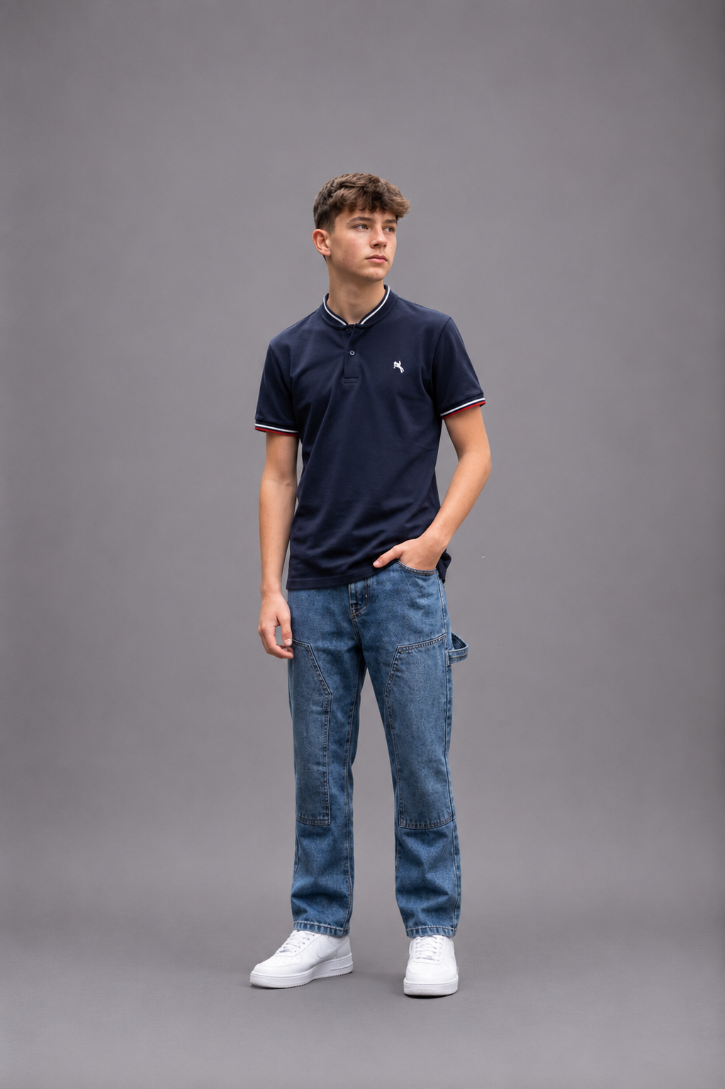 Polo garçon col officier avec finitions contrastées – Lot de 12 Pièces (Tailles 4 à 14 ans) - 90090M